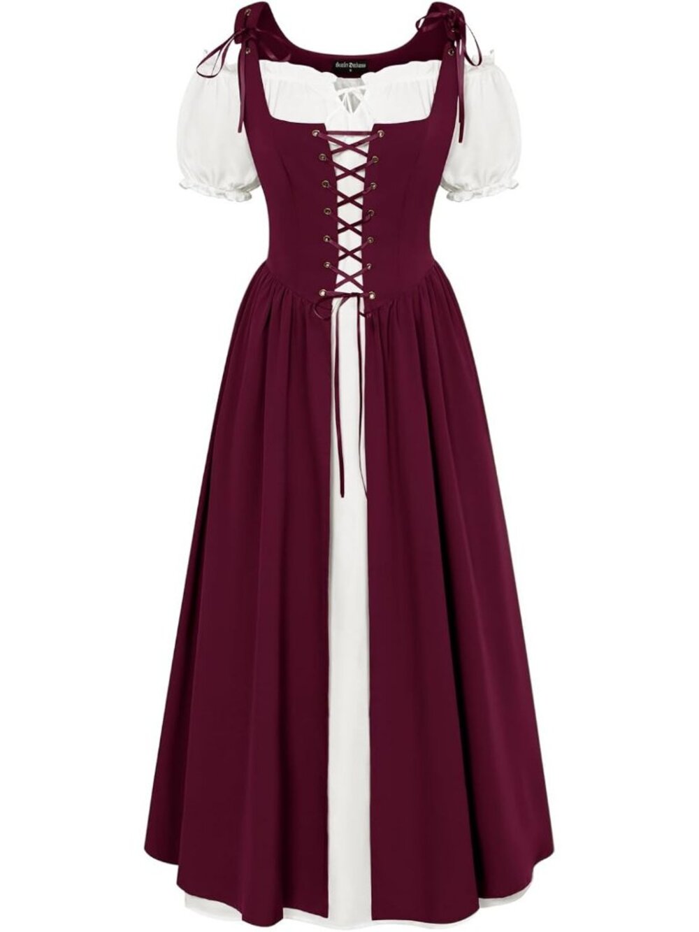 Women's Wine Renaissance Pirate Medieval Dress Witch Halloween Costume Set